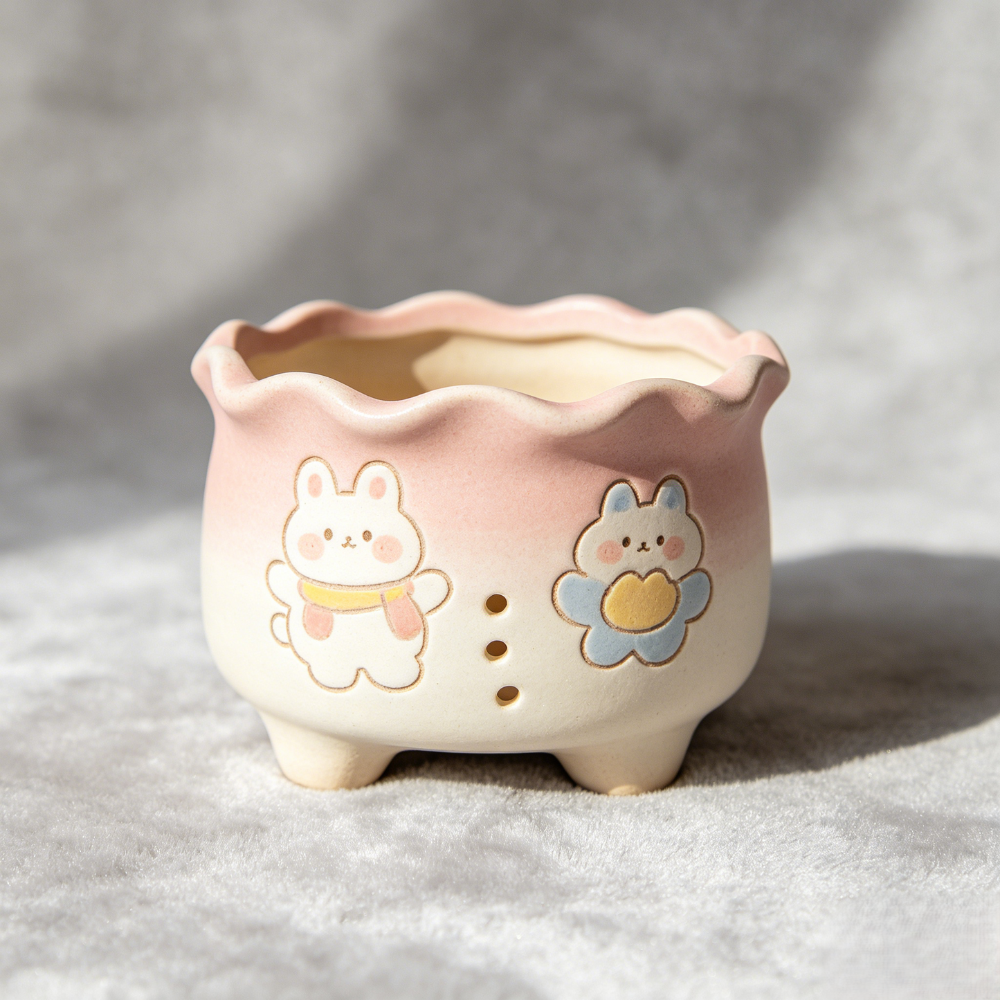 🐰 Cute Bunny Gradient Ceramic Succulent Pot