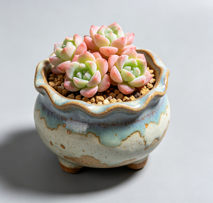🌊 Ocean Wave Glaze Ceramic Succulent Pot