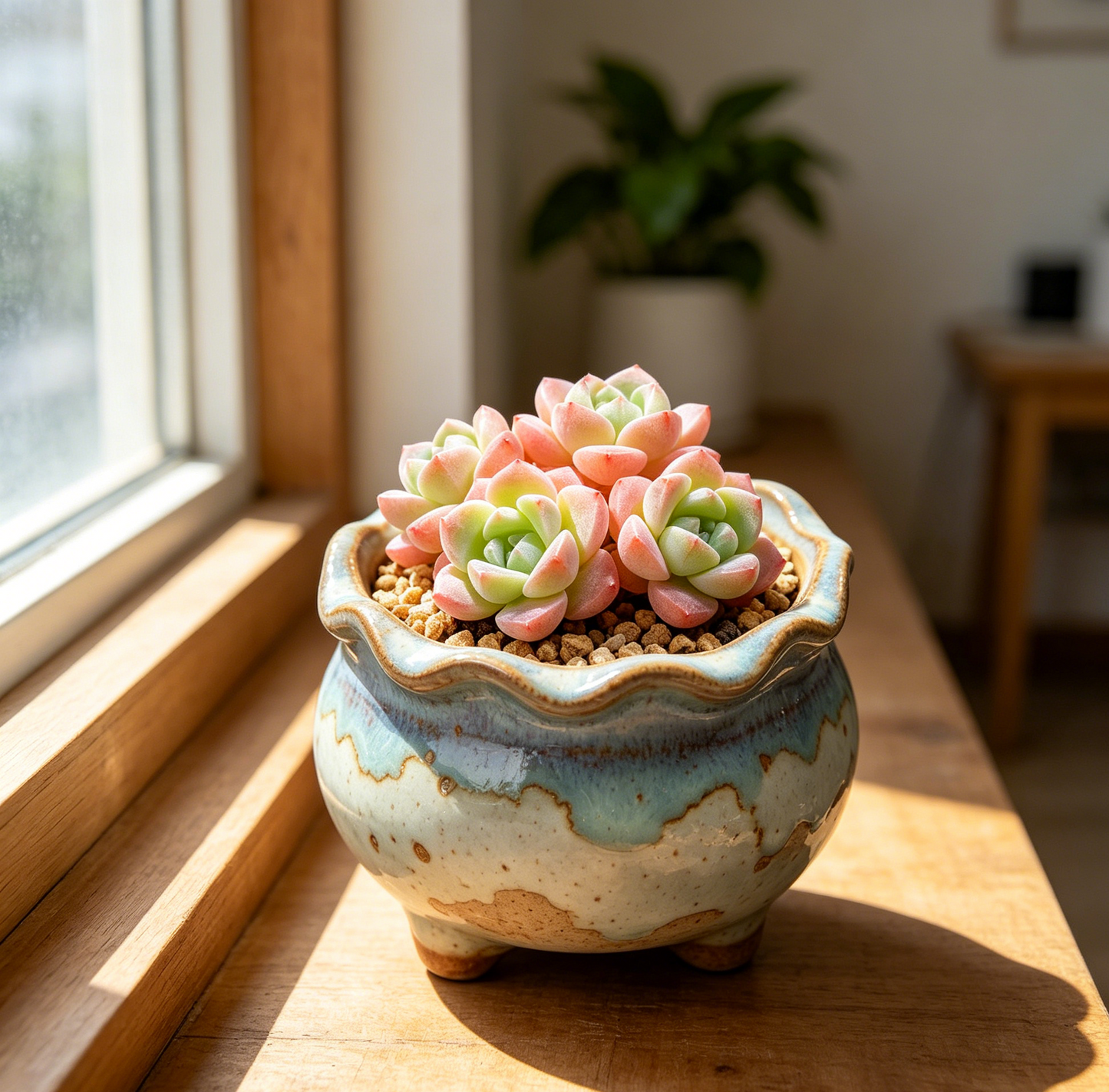 🌊 Ocean Wave Glaze Ceramic Succulent Pot