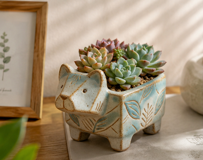 🐶 Handcrafted Dog-Shaped Ceramic Succulent Pot