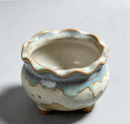 🌊 Ocean Wave Glaze Ceramic Succulent Pot