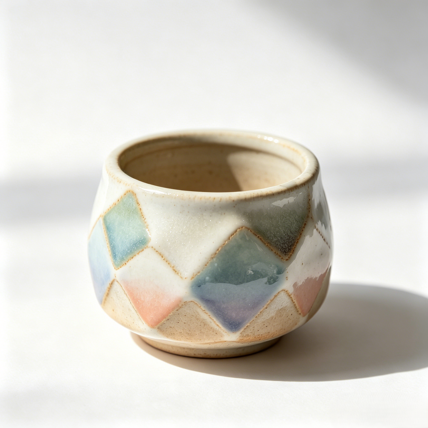 🔷 Pastel Argyle Ceramic Succulent Pot