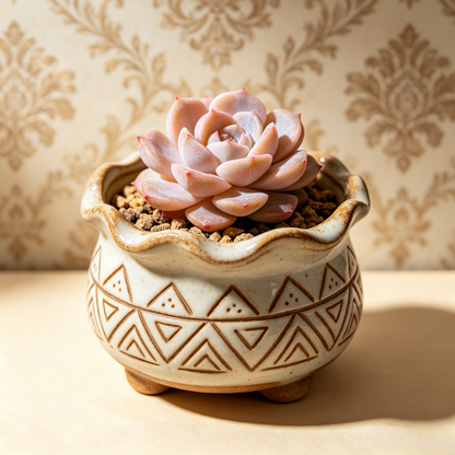 🏺 Boho Geometric Ceramic Succulent Pot