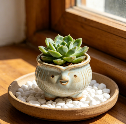 🐦 Cute Bird Ceramic Succulent Pot - Handmade Glazed Planter with Drainage Hole