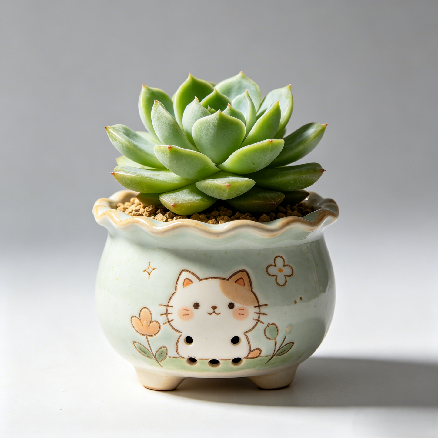 🐱 Kawaii Cat Ceramic Succulent Pot